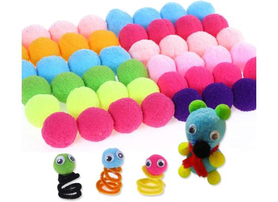 Fluffy PomPom Balls Multi colors